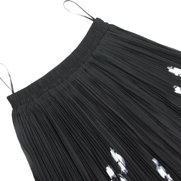 Women's Chiffon Pleated Skirts Elastic High Waist A-line Midi Skirts for Casual - Picture 2 of 4